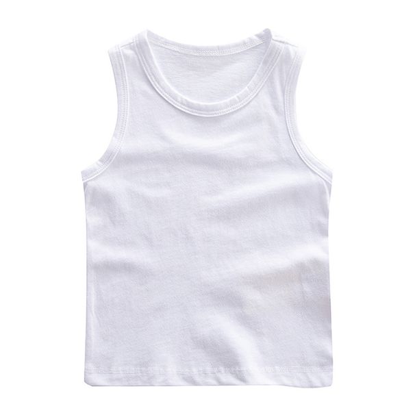 Customizable Pattern Production New Summer Children's Sleeveless Solid Color Vests, Casual Tops For Toddlers And Young_desvips.com