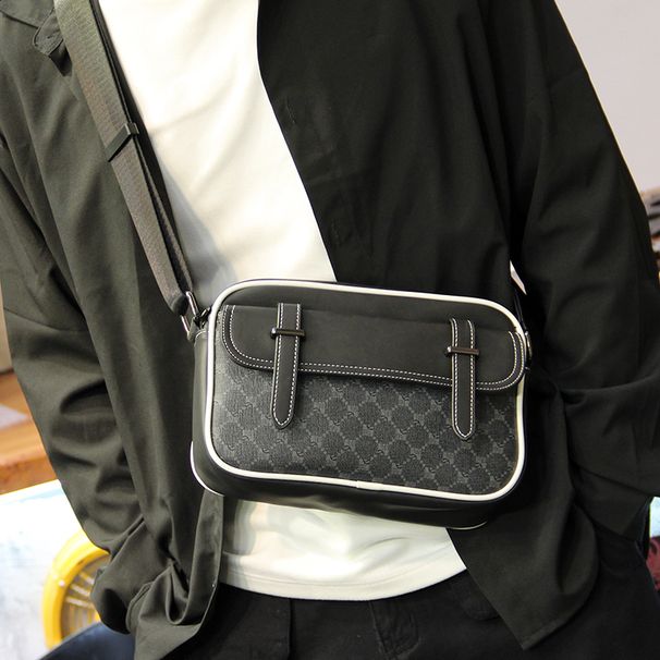 Check Pattern Shoulder Casual Business Messenger Work Clothing Small Square Men's Outdoor Backpack Mobile Phone Bag_desvips.com