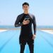 Men's Gray Long-Sleeve Swimwear 2026 Summer Boys' Sun-Protective Surfing Suit Adult Anti-Embarrassment Swim Trunks Set_desvips.com