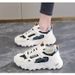 New Women's Dad Versatile Leather Surface White Sneakers Lightweight Shock-Absorbing Soft Sole Student Running Shoes_desvips.com