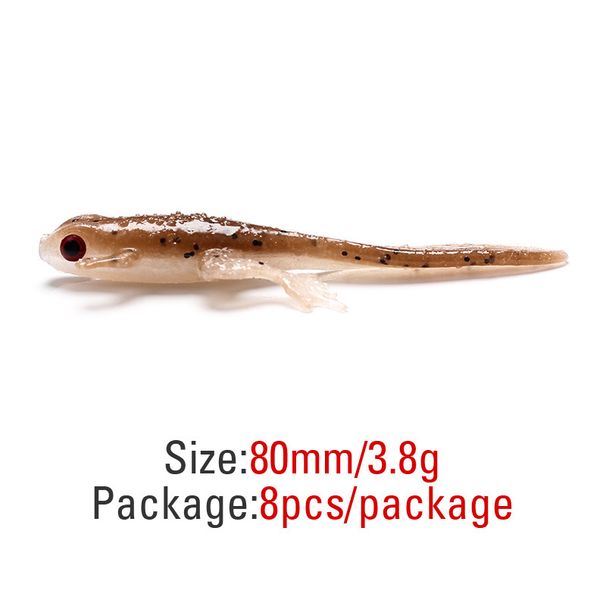8PCS 8cm Saltwater Worm Lure Gecko Bait 3.8g Hyper-Realistic PVC Soft Bait Slow Sink Wriggle For Sea Bass/Snapper_desvips.com