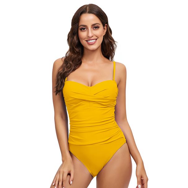2024 New Swimwear Solid Color Backless Triangle Strap One-Piece Women Front Twist Sexy Swimsuit_desvips.com