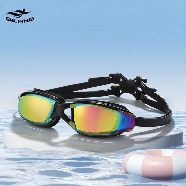 Qilang Large Frame Waterproof Anti-Fog Glasses HD Electroplated Adult Men And Women Silicone Swimming Goggles_desvips.com