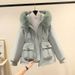 women's fd park cket winter short coat with fur hood, thick w outerwear for cold weather_desvips.com