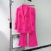 Women's Clothing new Korean style suit collar long sleeved jacket + temperament commuting flared pants heavy duty three dimensional flower suit_desvips.com