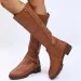 Retro Brown Knee High Large-sized Low Platform Long Autumn Pu Leather Zipper Womens Warm Boots 240911_desvips.com
