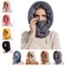 Winter Fur Cap Mask Set Balaclava Ski Windproof Hat Plush Knitted Hat Hooded Neck Cold-proof Warmer Outdoor Hike Cyclin_desvips.com