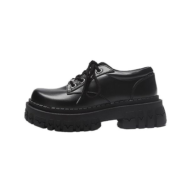 RenMou Delias Thick Soled Small Leather Summer Black Mary Jane Women's Short Stature, Spicy Girl, Sponge Cake Shoes, British Exclusive Supply_desvips.com