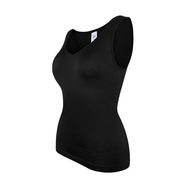 Women Sleeveless Shapewear Tank Tops S-3XL Wide Strap Fajas Tummy Control Body Shaper Sexy V Neck Underwear Compression_desvips.com