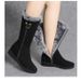 Winter all match snow boots women's shoes plus velvet thickened mid tube Martin boots wedge heel non slip warm side zipper cotton boots_desvips.com