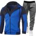 Unique Double Zipper Hoodie Patchwork Slim Fit Hooded Cardigan Men's Sweatshirt Set_desvips.com