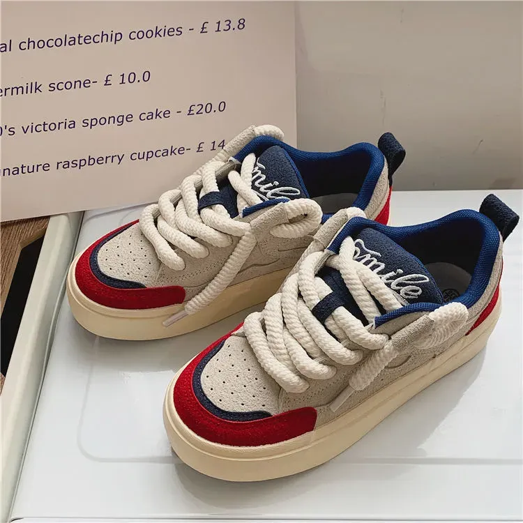 Thick Rope Platform For Lightweight White Women Casual Skateboarding Shoes_desvips.com