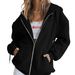 Oversize Zipper Solid Color Trendy Loose Plus Size Women's Cardigan Sweatshirt_desvips.com