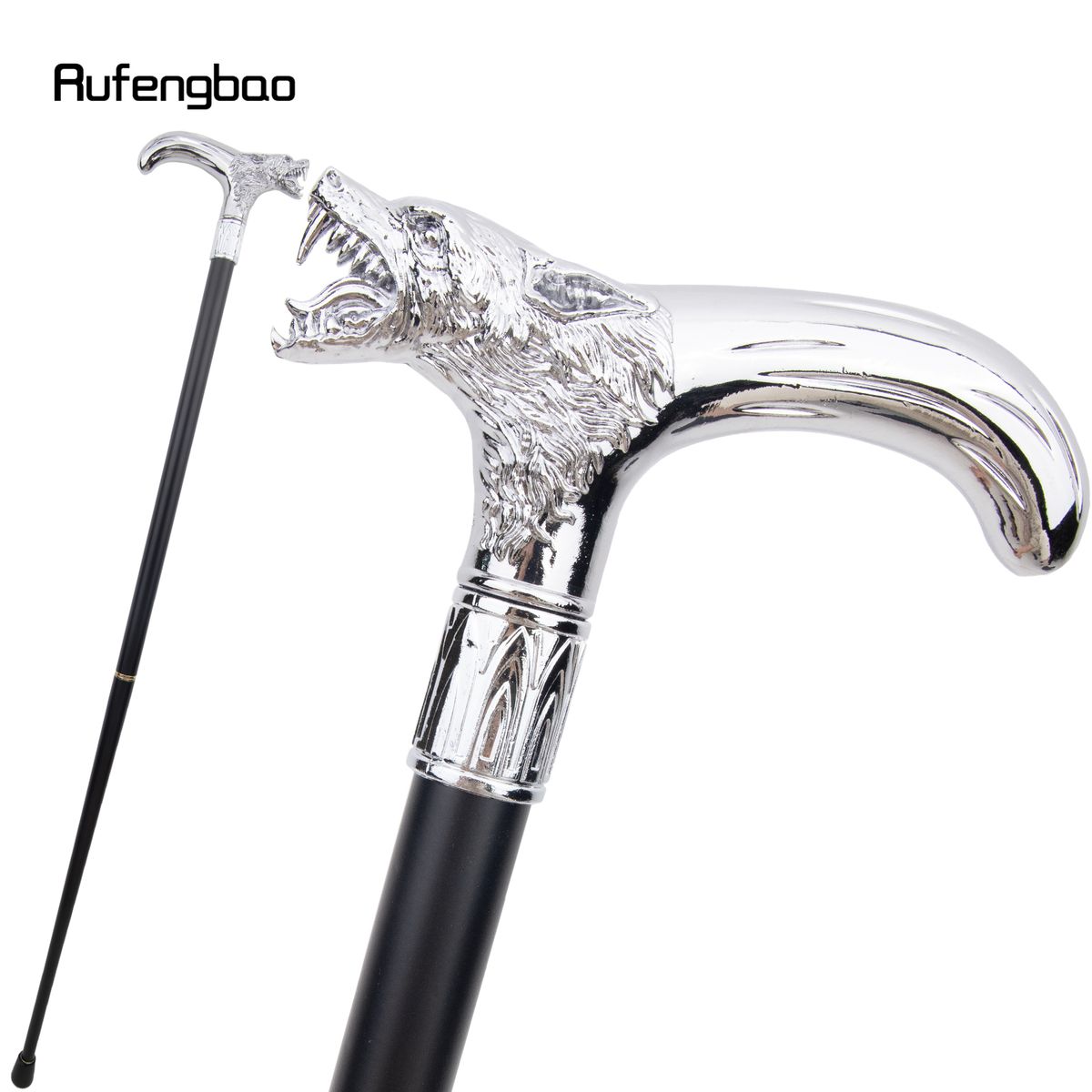 White Wolf Head Biting Decorative Stick Parties Decorative Cane For Halloween For Cosplay And Parties, For Cosplay & Party_desvips.com