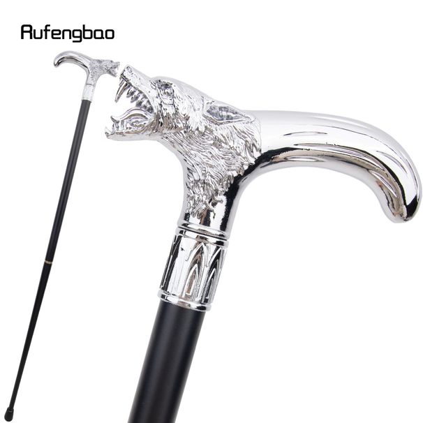 White Wolf Head Biting Decorative Stick Parties Decorative Cane For Halloween For Cosplay And Parties, For Cosplay & Party_desvips.com