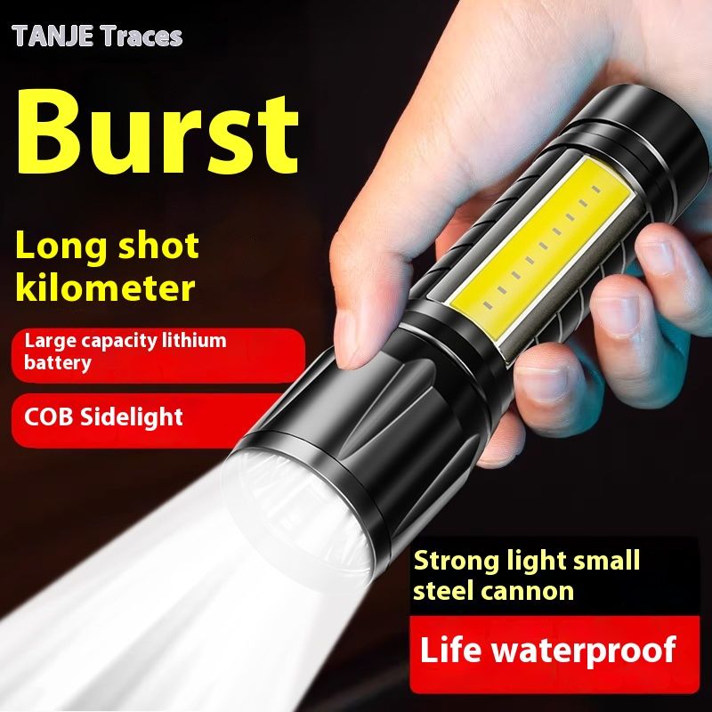 ultrabright white laser flashlight wi ob digital battery display, 500m longrange beam, rechargeable led torch for camping outdoor activities_desvips.com