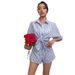 2026 Spring/Summer Cross-Border European And American Women's Fashion New Stylish Turn-Down Collar Striped Short-Sleeve_desvips.com