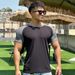 Muscle Exercise Semi-tight Fitness Short-sleeve Men's Basketball Autumn Running Training Color-block Striped Stretch_desvips.com
