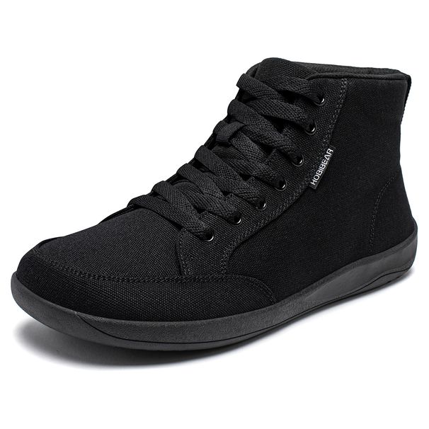 HOBIBEAR Mid-Top Barefoot Unisex Wide Toe Box Canvas Sneakes Zero Drop Lace Up Outdoor Walking Shoes_desvips.com