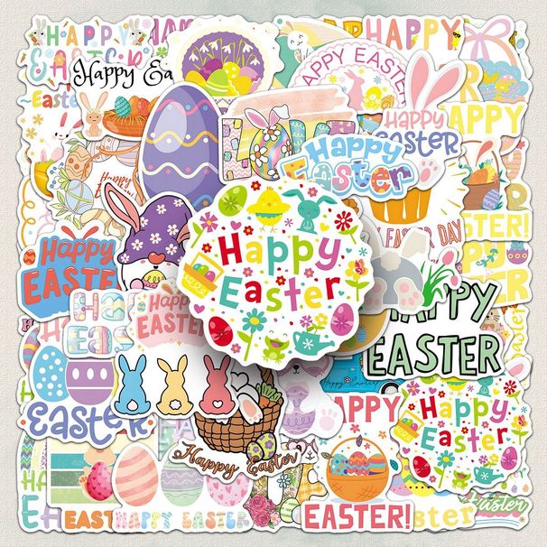 100 Easter Cartoon Creative Personalized Egg Holiday Pattern Stickers For Water Bottles, Phones, Guitars, And Graffiti_desvips.com