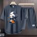 Men's Clothing 2024 Waffle Casual Summer Suit Men's Loose Teen Short sleeved T shirt Shorts Handsome Two piece Suit_desvips.com