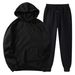 Women's Clothing Autumn and winter men's hooded solid color light plate pullover sweatshirt set casual sports hoodie sweatshirt trousers two piece set_desvips.com