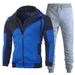 Unique Double Zipper Hoodie Patchwork Slim Fit Hooded Cardigan Men's Sweatshirt Set_desvips.com