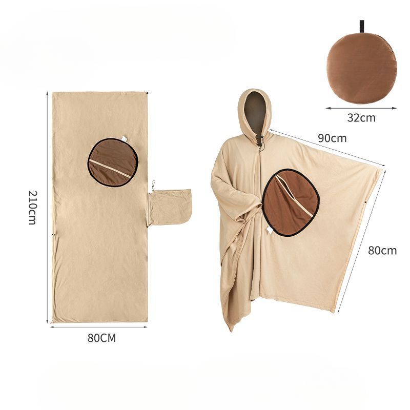 Outdoor Camping Thermal Multifunctional Wearable Fleece Sleeping Bag Travel Dirt-Proof Inner Liner Nap Blanket Pillow_desvips.com