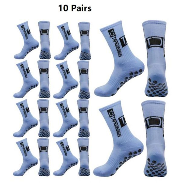 10 Pairs New Men Womans Non-slip Silicone Bottom Soccer Cushioned Breathable For Football Tennis Basketball Grip Socks_desvips.com