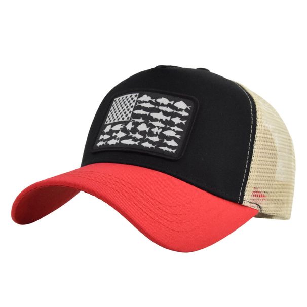 American Flag Woven Logo Duckbill Baseball Truck Driver Sun Hat Mesh Cap_desvips.com