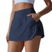 NOKOMETA New Cool Sunscreen Tennis Skirt High Waist Tight And Thin Fake Two-piece Skirt Pants Women's Back Waist Pocket Sports Yoga Skirt_desvips.com