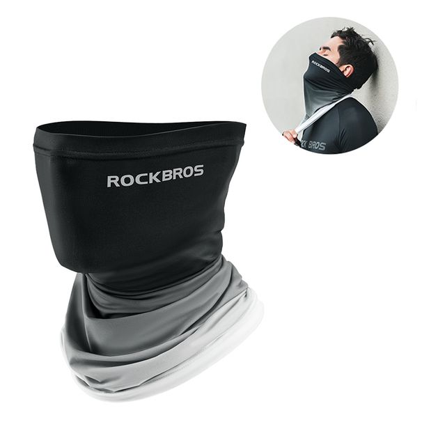 ROCKBROS Half Balaclava Multifunctional Neck Gaiter UPF50+ Summer Ice Silk Black_desvips.com