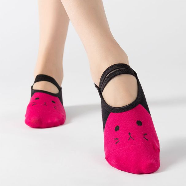 Cross-border Beginner Yoga Cotton Cartoon Lace-up Boat Socks, Yogasocks With Anti-slip Grips, Suitable For All Seasons_desvips.com