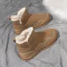 Women's Boots:Simple Design Snow Boots 2024 Winter New Fashion Fleece Warm Anti-slip,Brown/Grey,Free Shipping_desvips.com