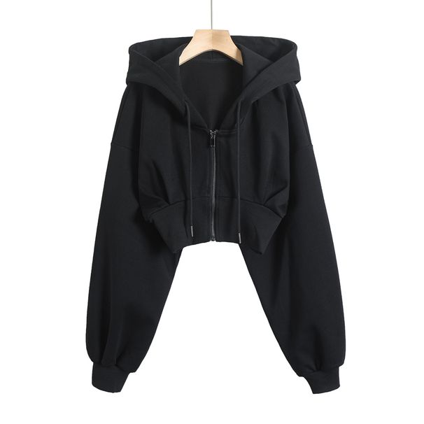 T279-24 Summer New Style Spicy Girl Sexy Short High Waist Casual Long Sleeve Zipper Women's Hoodie_desvips.com
