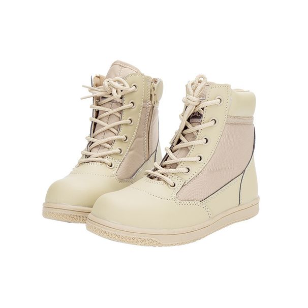 Kids' Outdoor Adventure Shoes – Breathable High-Top Hiking Boots For Boys & Girls – Summer Camp & Desert Training Sneakers (Black/Sand)_desvips.com