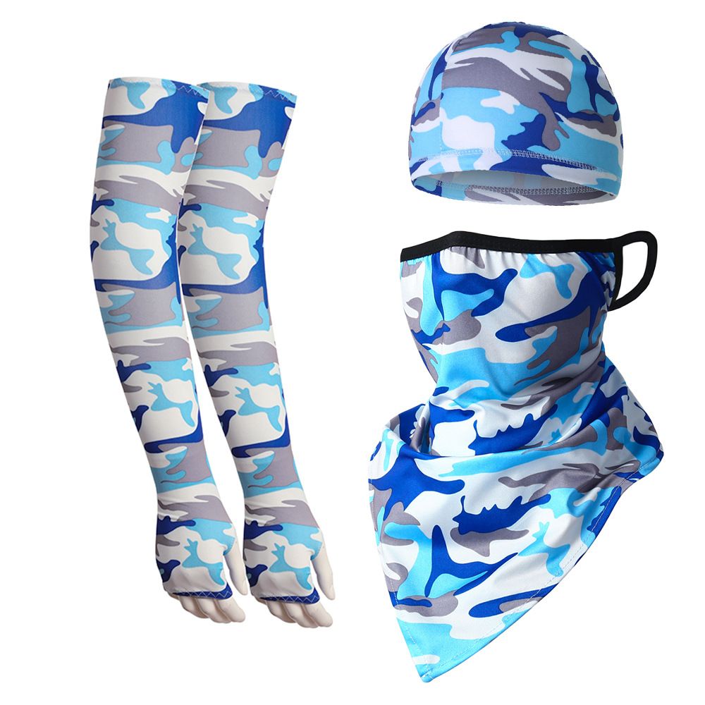 Cycling Face Mask Summer Ice Silk Ear Hanging Triangle Scarf Camouflage Extended Ice Silk Sleeves Outdoor Sports Cycling Helmet Liner Cap_desvips.com