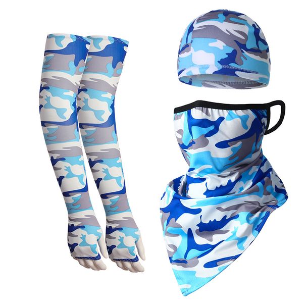 Cycling Face Mask Summer Ice Silk Ear Hanging Triangle Scarf Camouflage Extended Ice Silk Sleeves Outdoor Sports Cycling Helmet Liner Cap_desvips.com