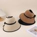 Bowknot Straw Spring Summer Vacation Sun Open Top Beach Hat Breathable_desvips.com