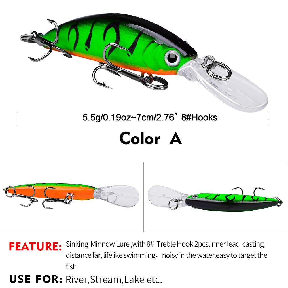 Long Casting Lure Hard Freshwater Bait Sinking Minnow 5.5g/7cm For Sunfish And Bass_desvips.com
