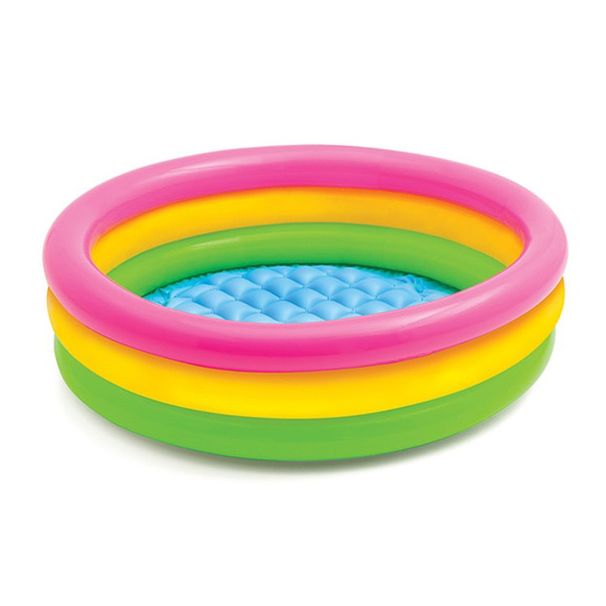 Three Ring Water Feature, Bubble Ball Inflatable Swimming Pool, Round Bubble Bottom Wading Pool, Baby Fishing, Sand Play, Rainbow Portable._desvips.com