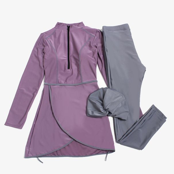 Muslim Swimwear Large Size Conservative Long Sleeve Trousers Swimsuit Women_desvips.com