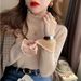 Women's Fleece-Lined Knit Sweater Semi-Turtleneck Winter Warm Pullover Soft Comfortable Casual Tops_desvips.com