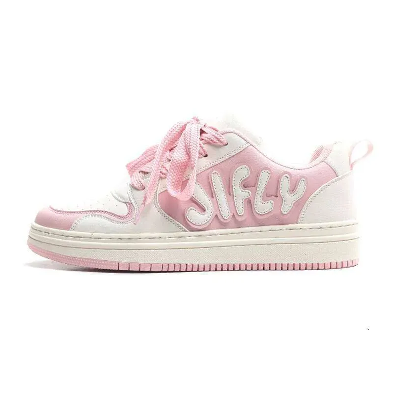 Jifffly Versatile Thick-Soled Height-Increasing Shoes Pink Casual Sports Loafers Women's Trendy Brand Sneakers_desvips.com