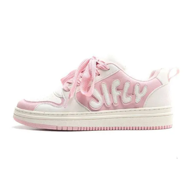 Jifffly Versatile Thick-Soled Height-Increasing Shoes Pink Casual Sports Loafers Women's Trendy Brand Sneakers_desvips.com