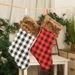 001 Qiaoding Hot-Selling New Decoration Large Plaid Brown Plush Edge Christmas Socks Pendant Scene Arrangement_desvips.com
