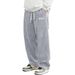 New Mens Corduroy Casual Fashion Loose Fit Baggy Pants Straight Sweatpants Elastic Waist Drawstring Outdoor Streetwear_desvips.com