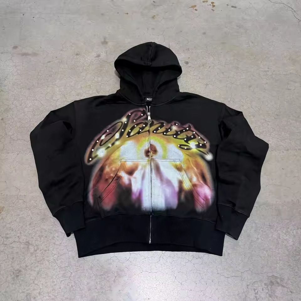 2025 Short FANIT Printed Hooded Sweatshirt American Style Hoodie Zipper Jacket Top Hot Sale_desvips.com
