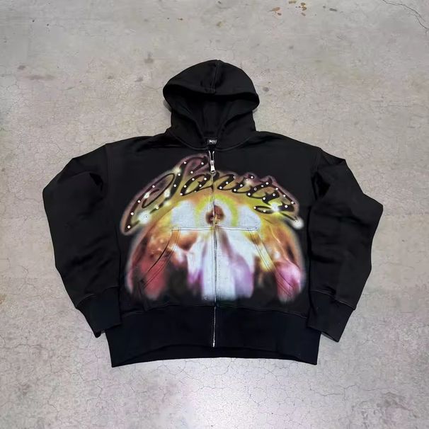 2025 Short FANIT Printed Hooded Sweatshirt American Style Hoodie Zipper Jacket Top Hot Sale_desvips.com