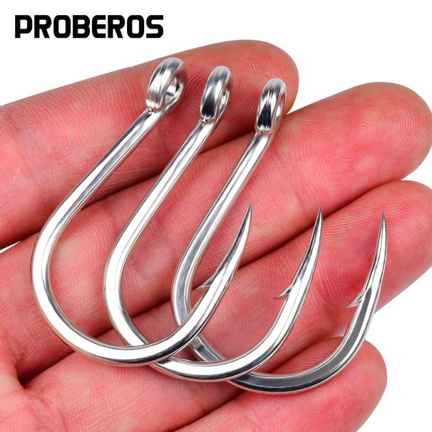 High Carbon Steel Sea Jig Single Barbs Boat With Hole And Loop Bulk Fishing Hook_desvips.com